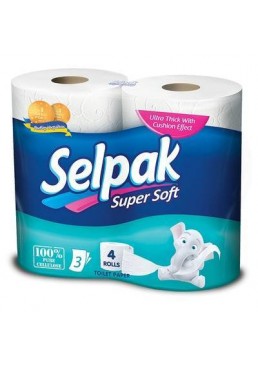 Трехслойная туалетная бумага Selpak 4 рулона